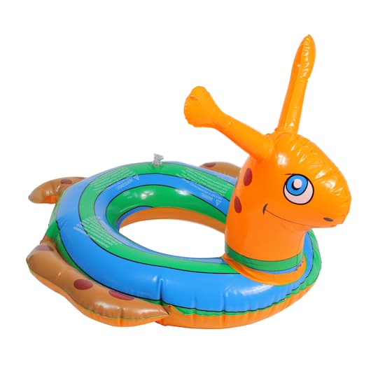 Swim Central 24" Inflatable Orange & Blue Snail Swimming Pool Tube Ring Float
